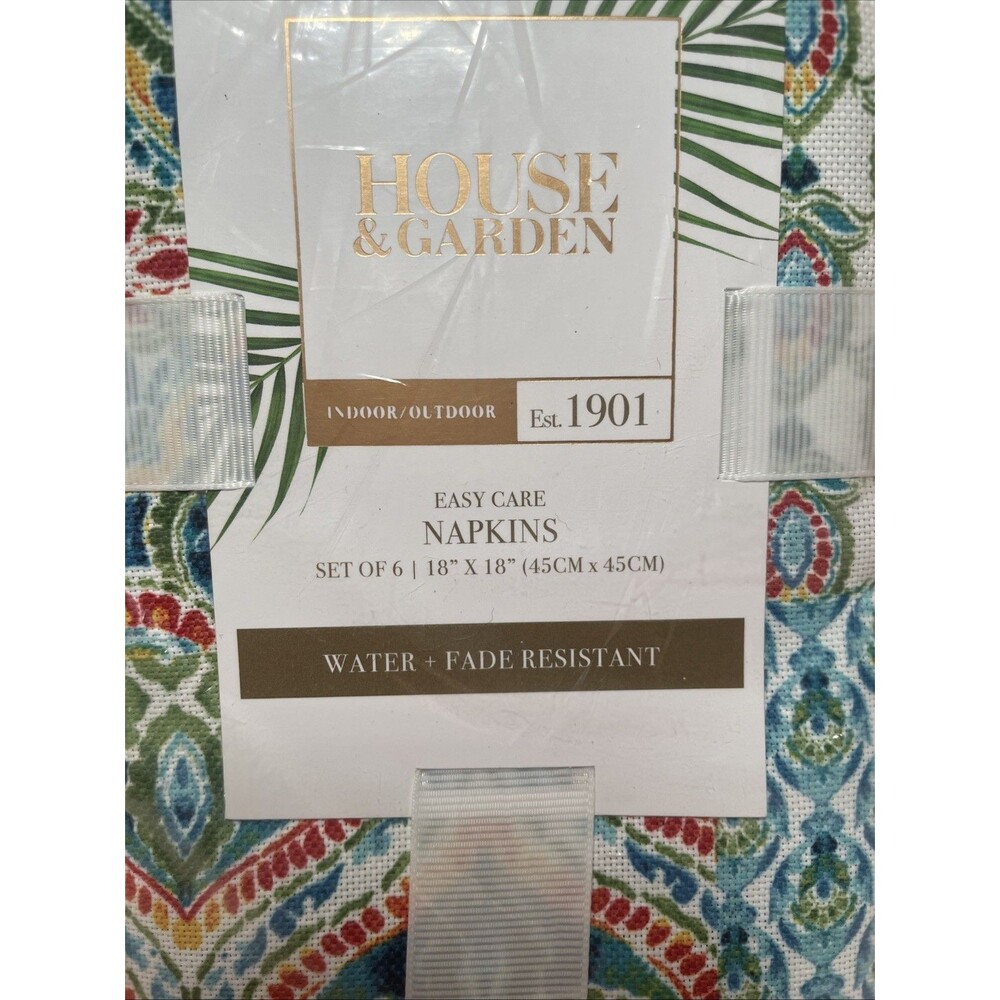 Cloth Dinner Set 6 Napkins Multicolor Pattern blue green Red Tropical New